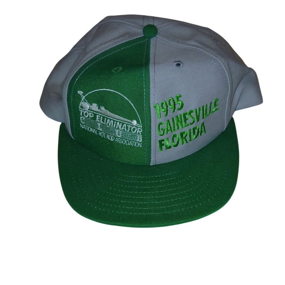 NHRA Hat Snapback Mens OSFM Green Grey 1995 Gainesville Florida Racing Vintage